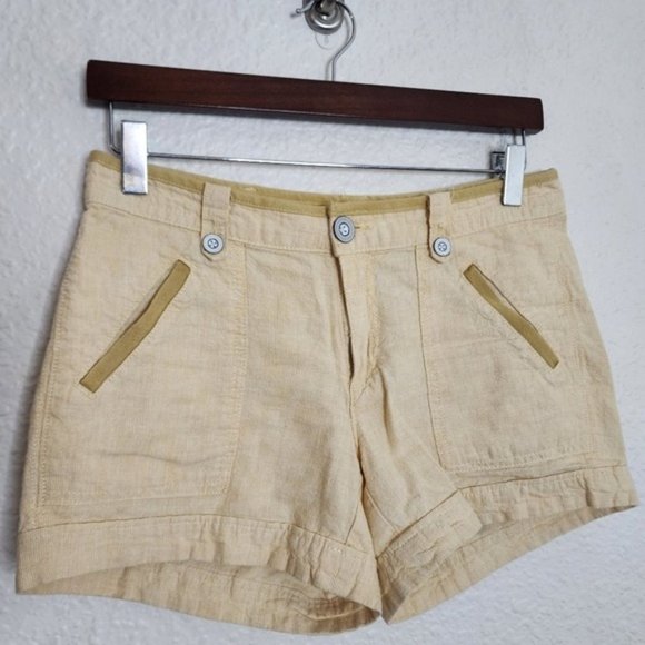 Pilcro And The Letterpress x Anthropologie Yellow Linen Blend Shorts Size 2 - Picture 7 of 10